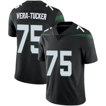 Nike Alijah Vera-Tucker Men's Limited New York Jets Black Stealth Vapor Jersey