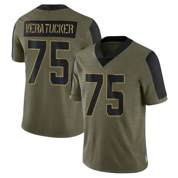 Nike Alijah Vera-Tucker Youth Limited New York Jets Olive 2021 Salute To Service Jersey