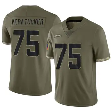 Nike Alijah Vera-Tucker Youth Limited New York Jets Olive 2022 Salute To Service Jersey