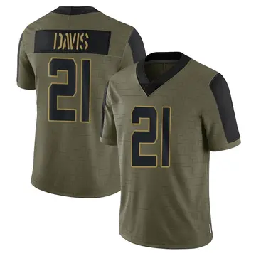 Nike Ashtyn Davis Men's Limited New York Jets Olive 2021 Salute To Service Jersey