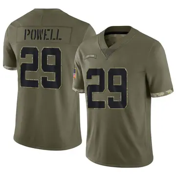 Nike Bilal Powell Men's Limited New York Jets Olive 2022 Salute To Service Jersey