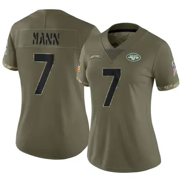 Nike Braden Mann Women's Limited New York Jets Olive 2022 Salute To Service Jersey