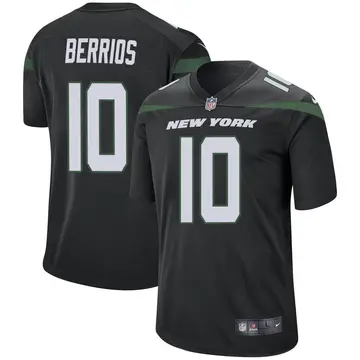Nike Braxton Berrios Men's Game New York Jets Black Stealth Jersey