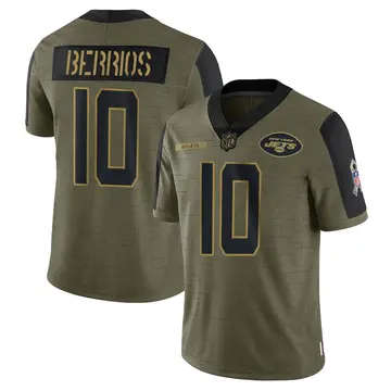 Nike Braxton Berrios Youth Limited New York Jets Olive 2021 Salute To Service Jersey