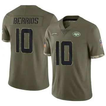 Nike Braxton Berrios Youth Limited New York Jets Olive 2022 Salute To Service Jersey