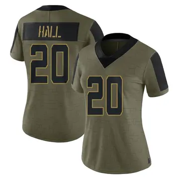 Nike Breece Hall Women's Limited New York Jets Olive 2021 Salute To Service Jersey