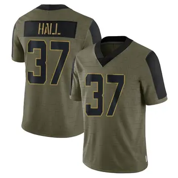 Nike Bryce Hall Men's Limited New York Jets Olive 2021 Salute To Service Jersey