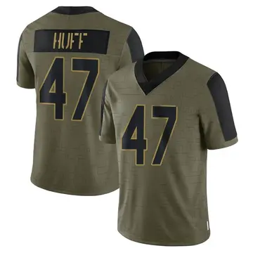 Nike Bryce Huff Men's Limited New York Jets Olive 2021 Salute To Service Jersey