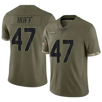 Nike Bryce Huff Men's Limited New York Jets Olive 2022 Salute To Service Jersey