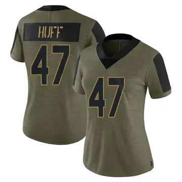 Nike Bryce Huff Women's Limited New York Jets Olive 2021 Salute To Service Jersey