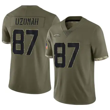 Nike C.J. Uzomah Youth Limited New York Jets Olive 2022 Salute To Service Jersey