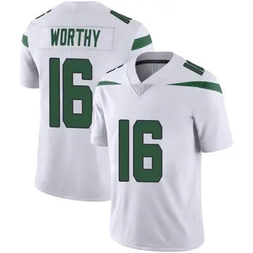 Nike Chandler Worthy Men's Limited New York Jets White Spotlight Vapor Jersey