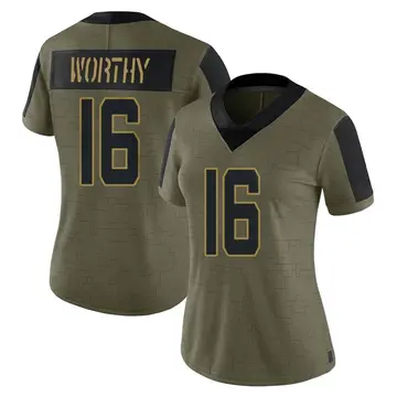 Nike Chandler Worthy Women's Limited New York Jets Olive 2021 Salute To Service Jersey