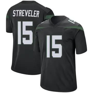 Nike Chris Streveler Men's Game New York Jets Black Stealth Jersey