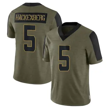 Nike Christian Hackenberg Men's Limited New York Jets Olive 2021 Salute To Service Jersey
