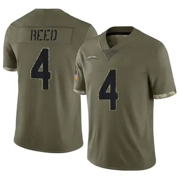 Nike D.J. Reed Men's Limited New York Jets Olive 2022 Salute To Service Jersey