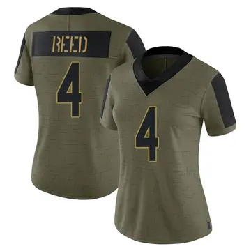 Nike D.J. Reed Women's Limited New York Jets Olive 2021 Salute To Service Jersey