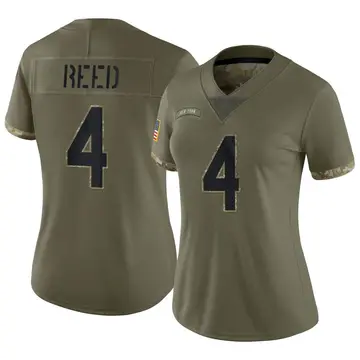 Nike D.J. Reed Women's Limited New York Jets Olive 2022 Salute To Service Jersey
