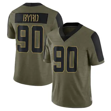 Nike Dennis Byrd Men's Limited New York Jets Olive 2021 Salute To Service Jersey