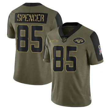 Nike Diontae Spencer Men's Limited New York Jets Olive 2021 Salute To Service Jersey