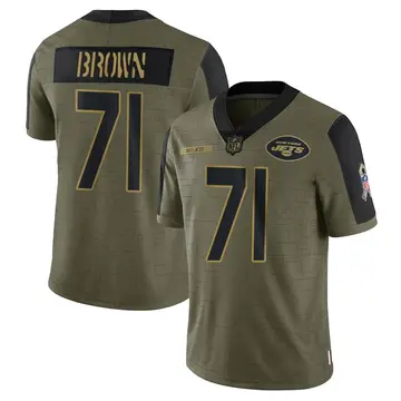 Nike Duane Brown Men's Limited New York Jets Olive 2021 Salute To Service Jersey