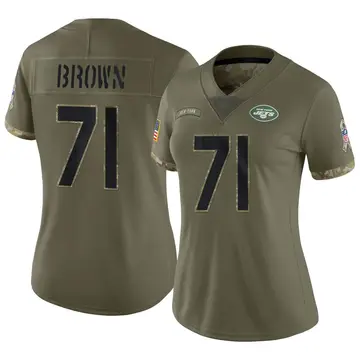 Nike Duane Brown Women's Limited New York Jets Olive 2022 Salute To Service Jersey