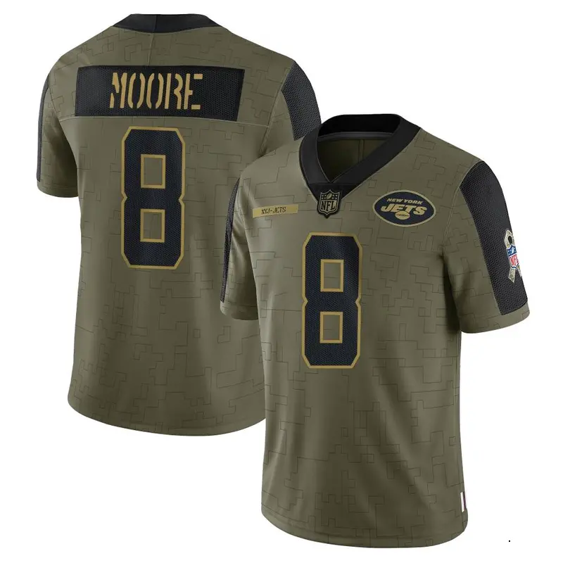 Nike Elijah Moore Men's Limited New York Jets Olive 2021 Salute To Service Jersey