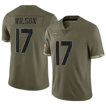 Nike Garrett Wilson Men's Limited New York Jets Olive 2022 Salute To Service Jersey