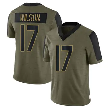 Nike Garrett Wilson Youth Limited New York Jets Olive 2021 Salute To Service Jersey