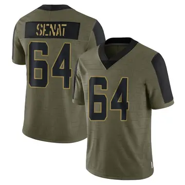 Nike Greg Senat Men's Limited New York Jets Olive 2021 Salute To Service Jersey