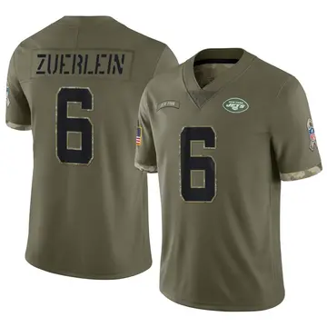 Nike Greg Zuerlein Men's Limited New York Jets Olive 2022 Salute To Service Jersey