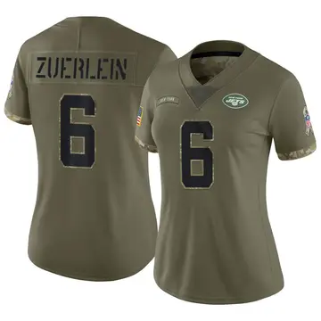 Nike Greg Zuerlein Women's Limited New York Jets Olive 2022 Salute To Service Jersey