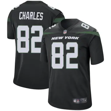 Nike Irvin Charles Men's Game New York Jets Black Stealth Jersey