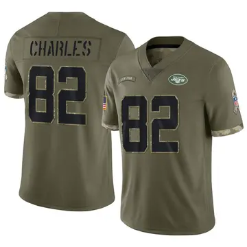 Nike Irvin Charles Men's Limited New York Jets Olive 2022 Salute To Service Jersey