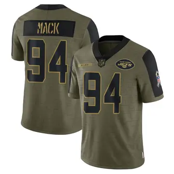 Nike Isaiah Mack Men's Limited New York Jets Olive 2021 Salute To Service Jersey