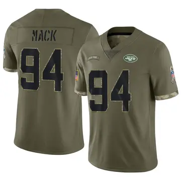 Nike Isaiah Mack Men's Limited New York Jets Olive 2022 Salute To Service Jersey