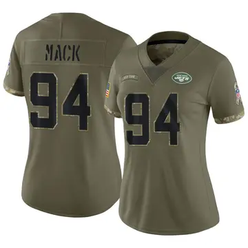 Nike Isaiah Mack Women's Limited New York Jets Olive 2022 Salute To Service Jersey