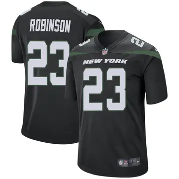 Nike James Robinson Men's Game New York Jets Black Stealth Jersey