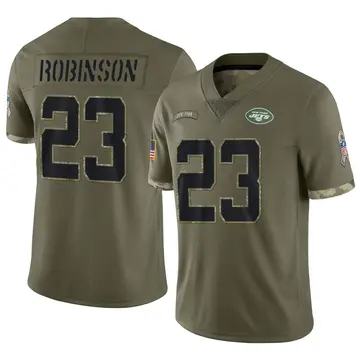 Nike James Robinson Men's Limited New York Jets Olive 2022 Salute To Service Jersey