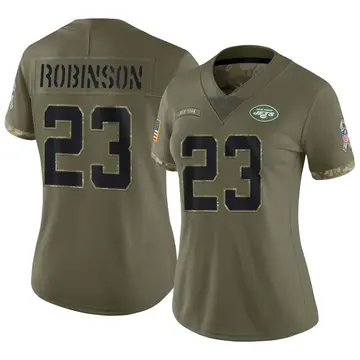 Nike James Robinson Women's Limited New York Jets Olive 2022 Salute To Service Jersey
