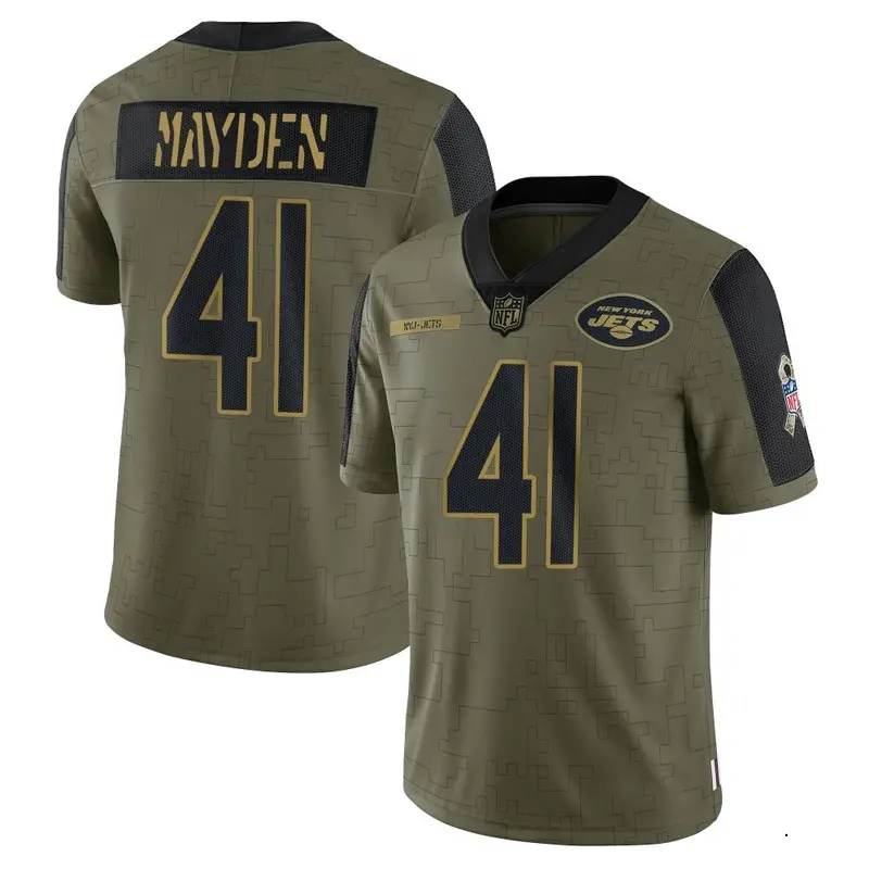 Nike Jared Mayden Men's Limited New York Jets Olive 2021 Salute To Service Jersey