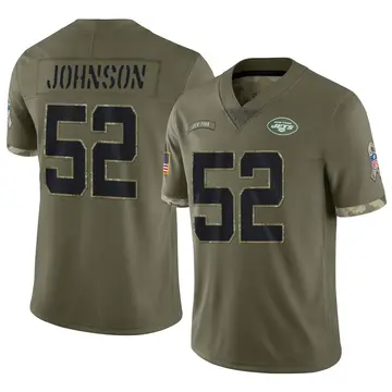 Nike Jermaine Johnson Men's Limited New York Jets Olive 2022 Salute To Service Jersey