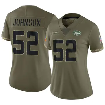 Nike Jermaine Johnson Women's Limited New York Jets Olive 2022 Salute To Service Jersey