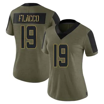 Nike Joe Flacco Women's Limited New York Jets Olive 2021 Salute To Service Jersey