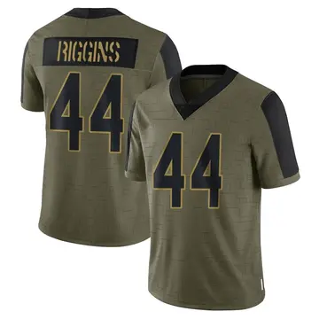 Nike John Riggins Men's Limited New York Jets Olive 2021 Salute To Service Jersey