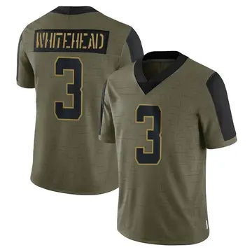 Nike Jordan Whitehead Men's Limited New York Jets Olive 2021 Salute To Service Jersey