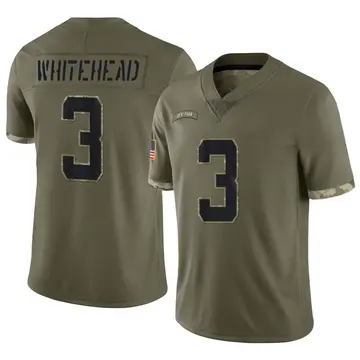 Nike Jordan Whitehead Men's Limited New York Jets Olive 2022 Salute To Service Jersey