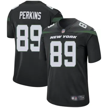 Nike Joshua Perkins Men's Game New York Jets Black Stealth Jersey