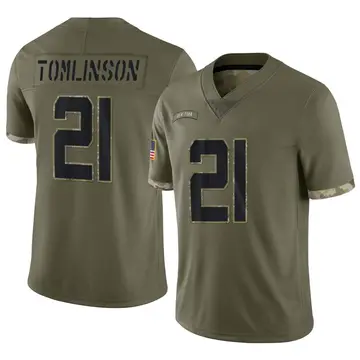 Nike LaDainian Tomlinson Men's Limited New York Jets Olive 2022 Salute To Service Jersey