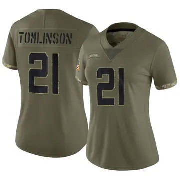 Nike LaDainian Tomlinson Women's Limited New York Jets Olive 2022 Salute To Service Jersey